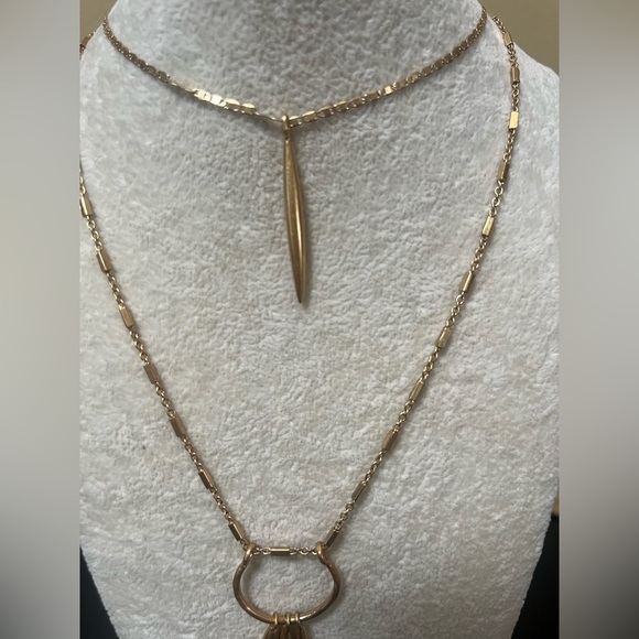 Stella & Dot Elegant Gold and Silver Pendant Necklace Set & Earrings - Picture 9 of 11